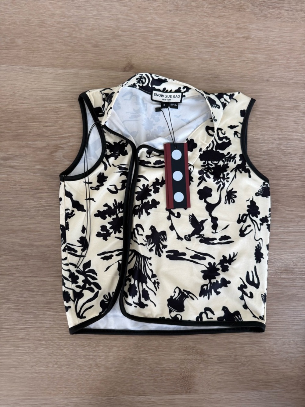 Snow Xue Gao Kids Black & Cream Printed Tank Top